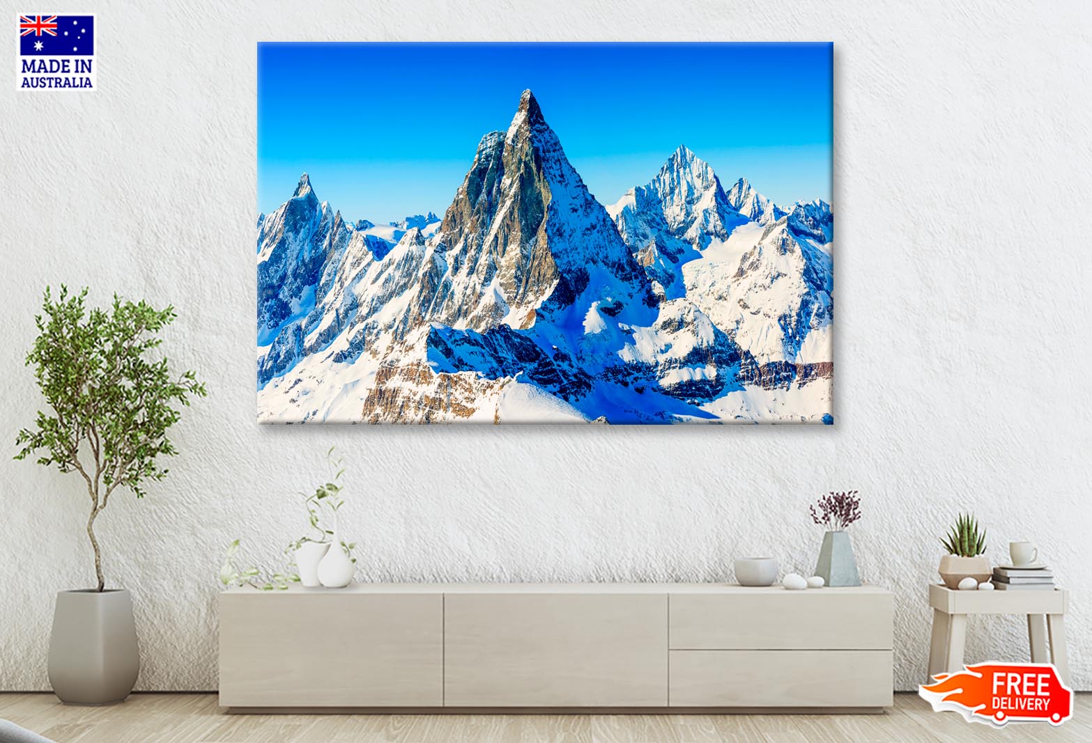 Mountain Tops, Alpine Mountains, Ski Resort View  Wall Art Decor 100% Australian Made - Bella Home Decor