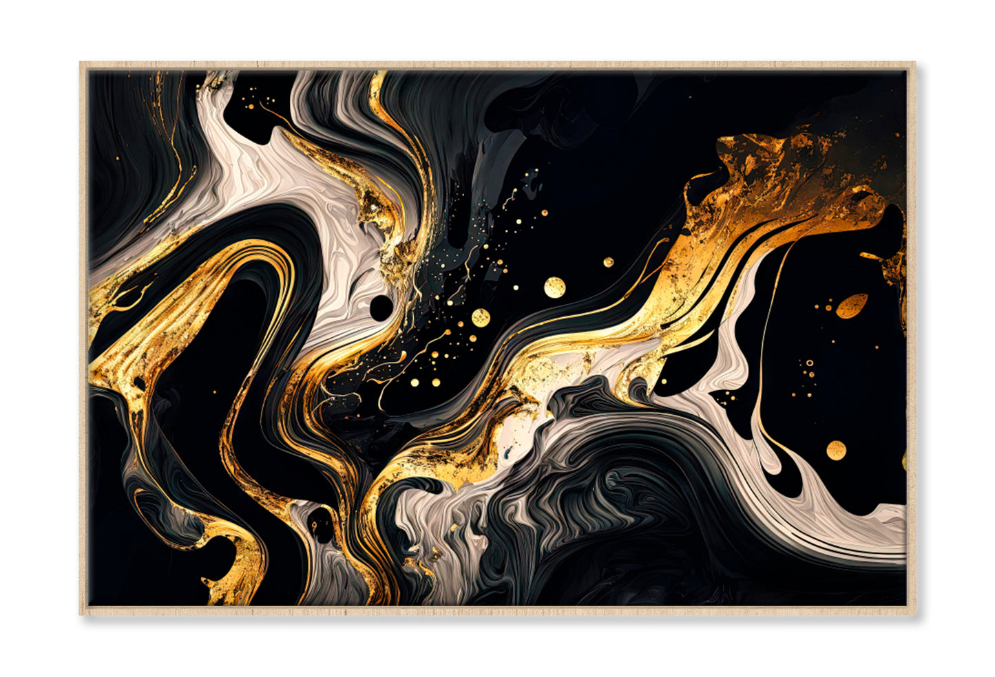 Marble, Ink, Paint, Abstraction Oil Painting Wall Art Limited Edition High Quality Print Canvas Box Framed Natural