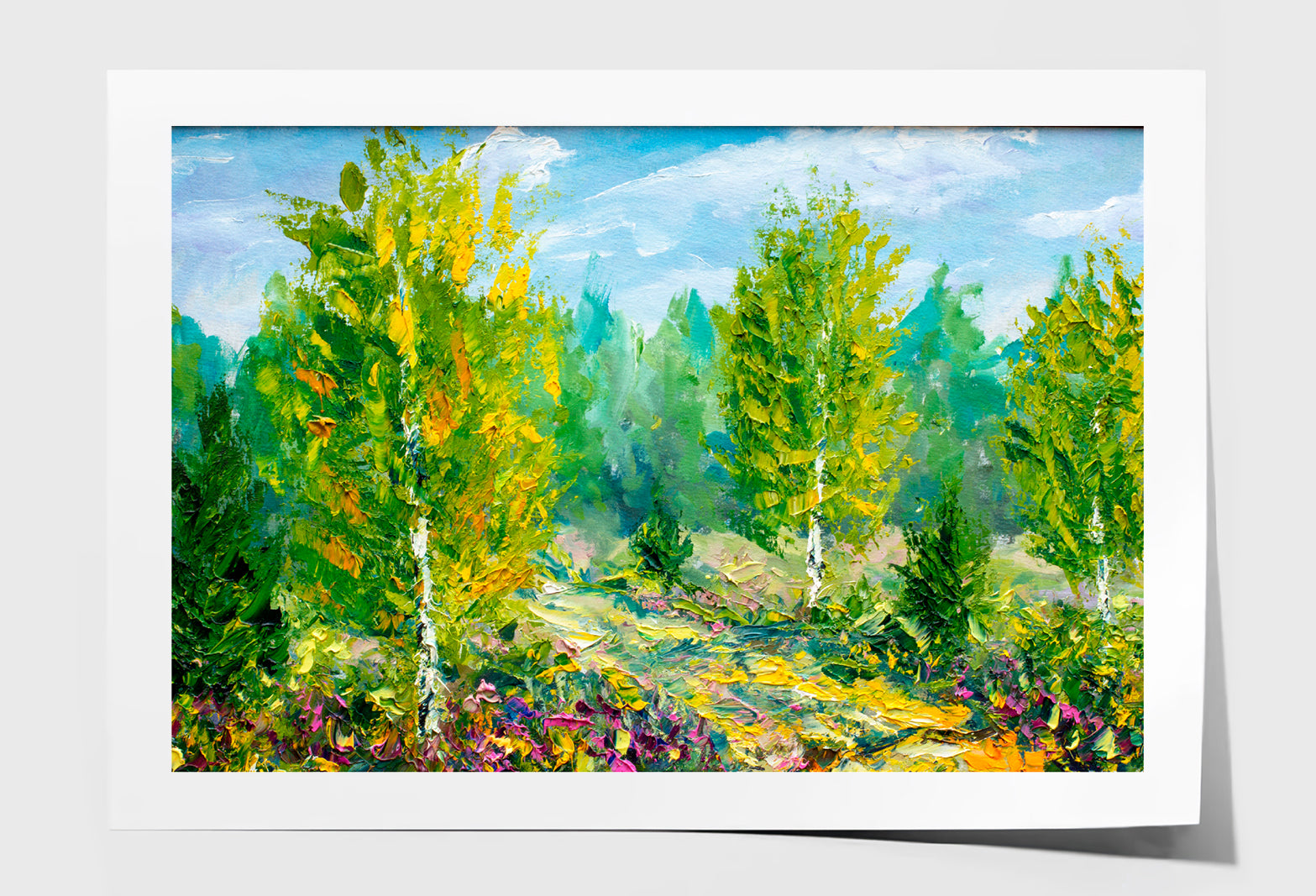 Green Trees & Bright Nature Summer Landscape Oil Painting Limited Edition High Quality Print Unframed Roll Canvas None