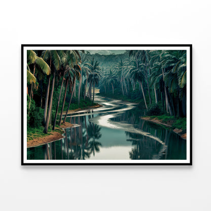 Tropical Forest with Trees, Lake Home Decor Premium Quality Poster Print Choose Your Sizes