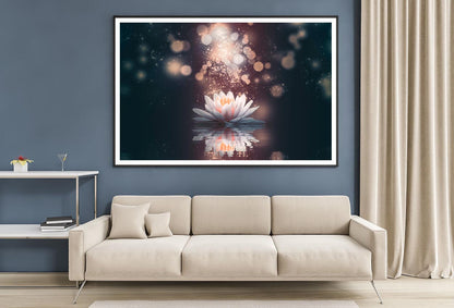 White Flower Floating in The Water with Sparkles Home Decor Premium Quality Poster Print Choose Your Sizes