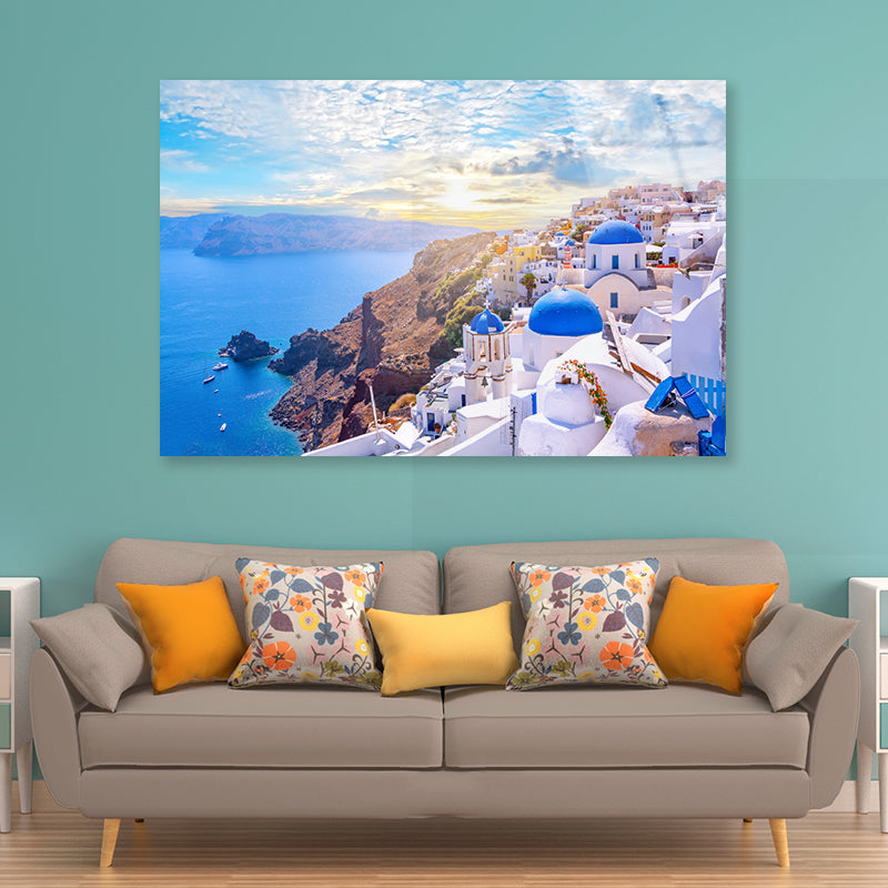 Sunrise In Oia Santorini Greece Acrylic Glass Print Tempered Glass Wall Art 100% Made in Australia Ready to Hang - Bella Home Decor