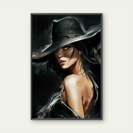 Stylish Woman in Black Hat Painting Fashion Home Decor Premium Quality Poster Print Choose Your Sizes
