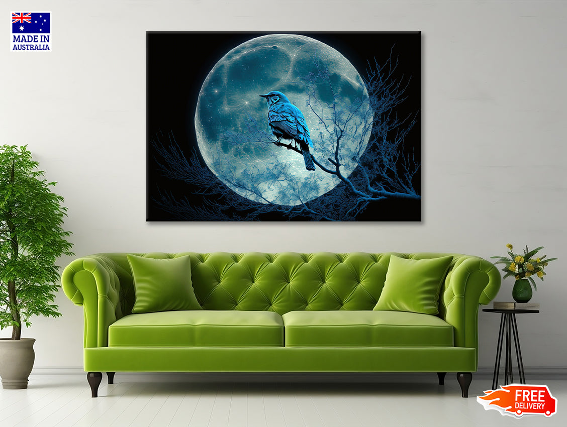 Bird, the Moon, and a Blue Night Print 100% Australian Made - Bella Home Decor