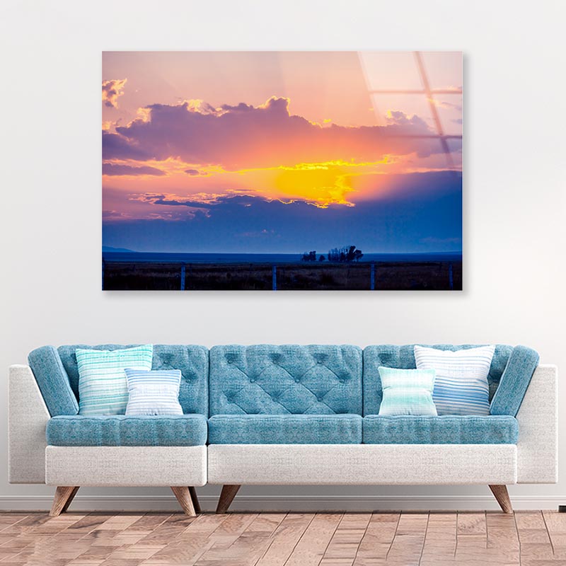 Grassland at Sunset Acrylic Glass Print Tempered Glass Wall Art 100% Made in Australia Ready to Hang