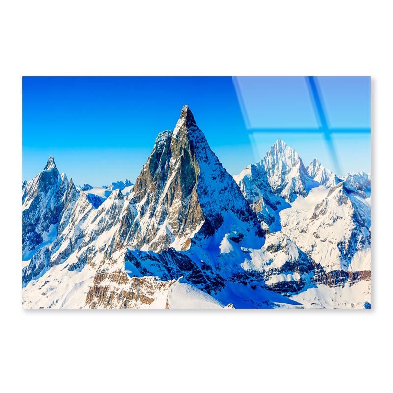 Snow With Mountain View Acrylic Glass Print Tempered Glass Wall Art 100% Made in Australia Ready to Hang - Bella Home Decor