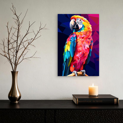 Colorful Mosaic Macaw Parrot Bird 40x60cm Metal Print Ready to Hang