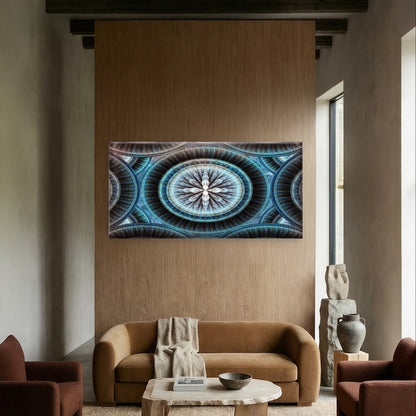 3D Fractal Geometric Mandala Pattern Wall Art Canvas Office Home Framed 120x60cm