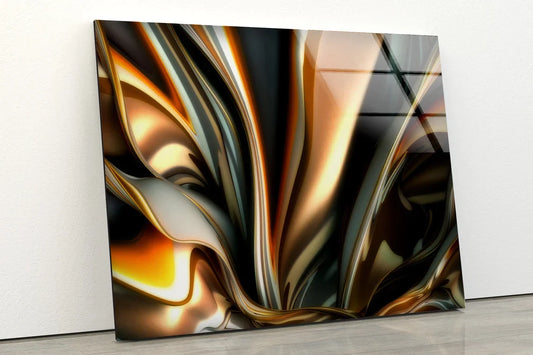 Gold & Brown Abstract UV Direct Aluminum Print Australian Made Quality