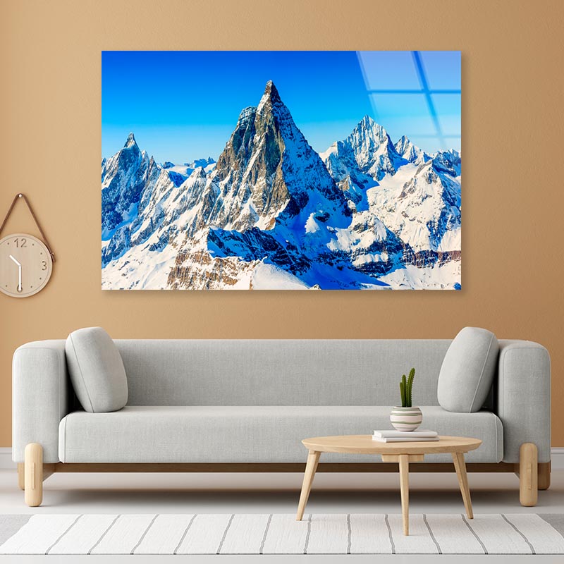 Snow With Mountain View Acrylic Glass Print Tempered Glass Wall Art 100% Made in Australia Ready to Hang - Bella Home Decor