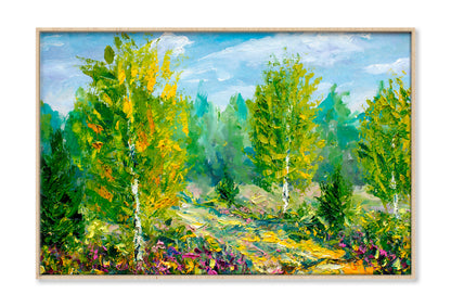 Green Trees & Bright Nature Summer Landscape Oil Painting Limited Edition High Quality Print Canvas Box Framed Natural