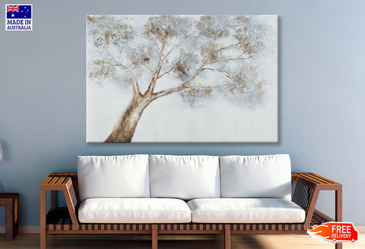 White & Gold Tree Abstract Wall Art Limited Edition High Quality Print