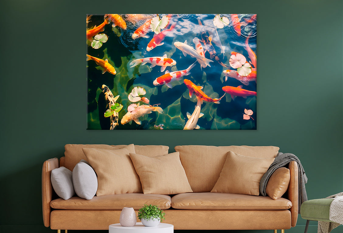 Colorful Koi Fish in Pond Wall Art Decor 100% Australian Made - Bella Home Decor