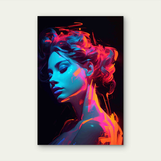 Painting Woman S Portrait 60x90cm Metal Print Ready to Hang