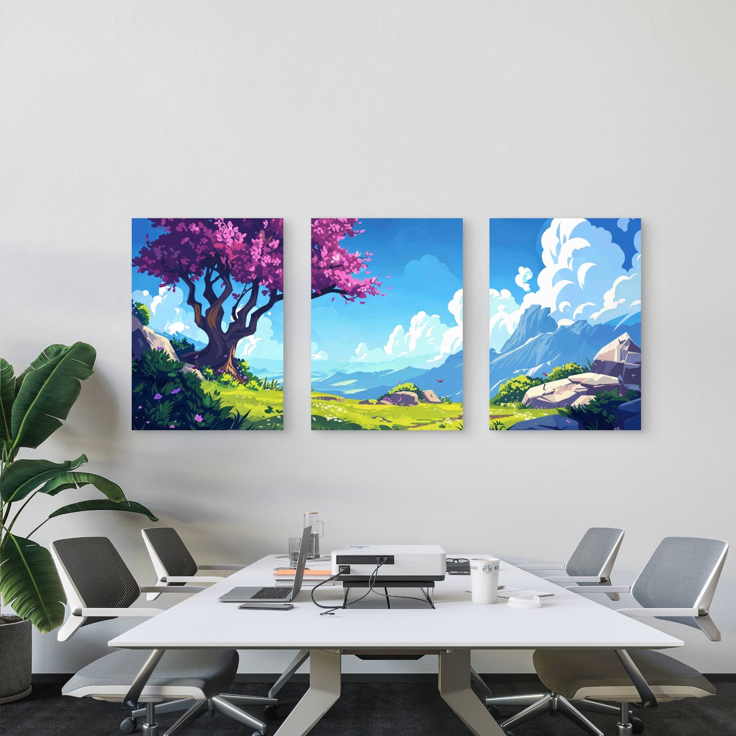 3pcs Landscape With Mountains Trees Metal Print Ready to Hang Art