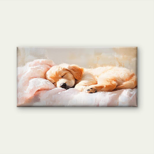 Golden Retriever Puppy Sleeping Wall Art Canvas Office Home Room Framed 120x60cm