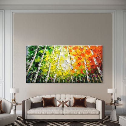 Colorful Birch Tree Landscape Wall Art Canvas Office Home Room Framed 120x60cm