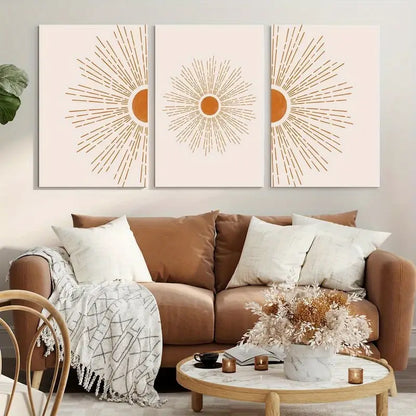3pcs Modern Sun Lines Decoration Metal Print Ready to Hang Art