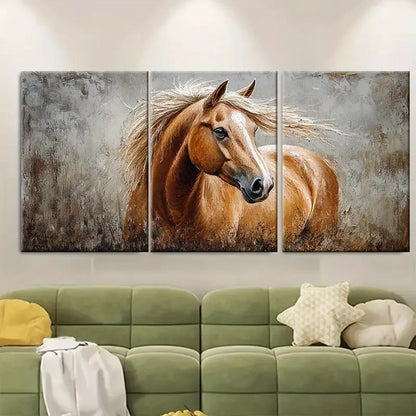 3pcs Horse Portrait Memorial Painting Wall Art Set Canvas Framed 40x60cm - High Quality Print 100% Australian Made Wall Canvas Ready to Hang