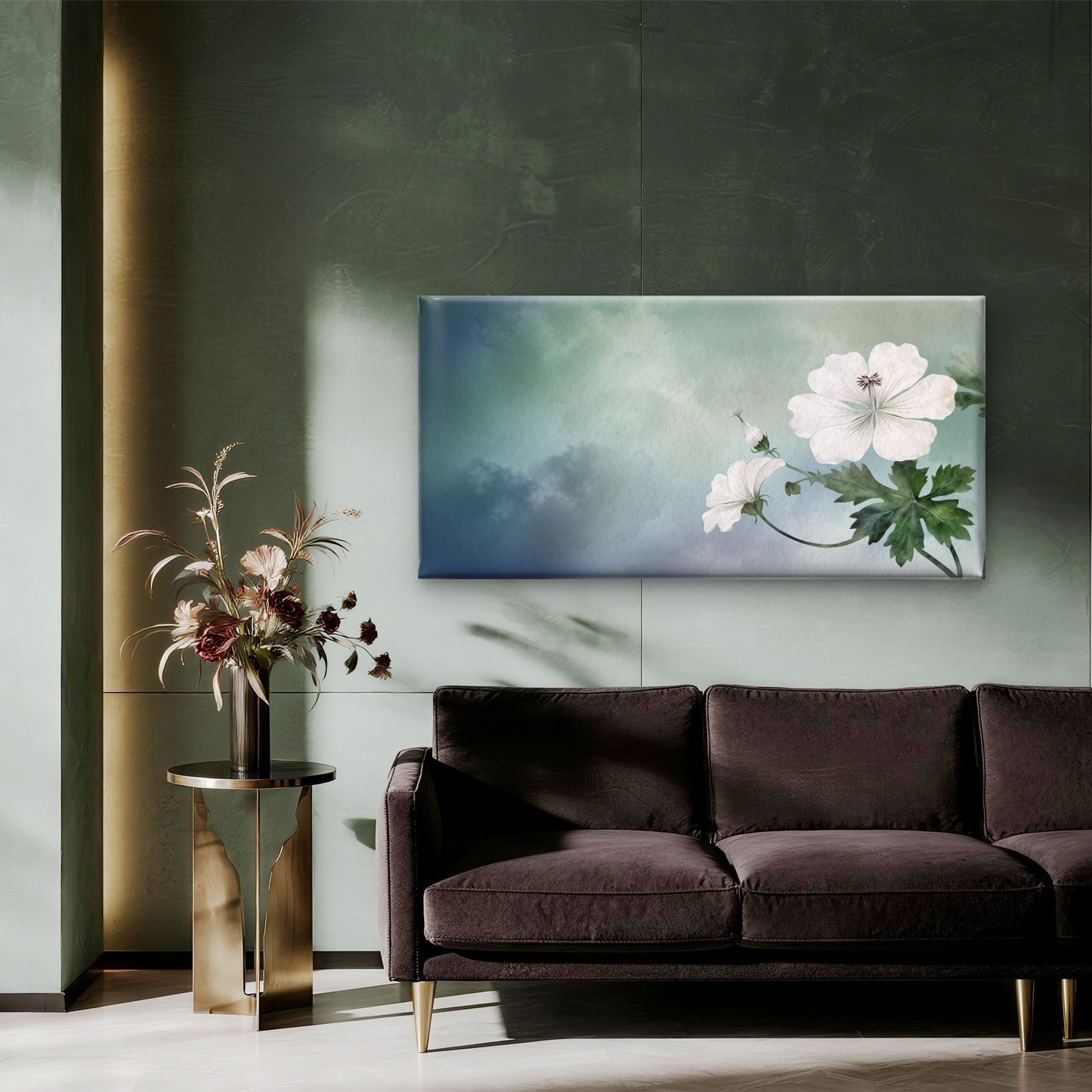 Vintage White Floral Botanical Wall Art Canvas Office Home Room Framed 120x60cm