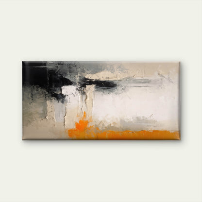 Bold Orange Monochrome Abstract Wall Art Canvas Office Home Room Framed 120x60cm