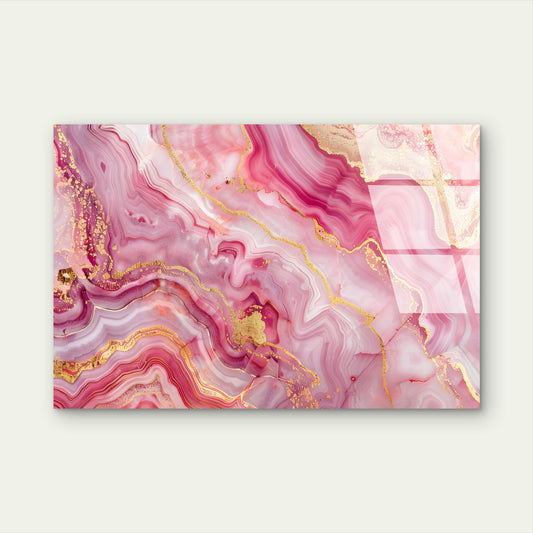 Abstract Rose Gold Geode Vein Acrylic Glass Printing Wall Art Australian Made Quality