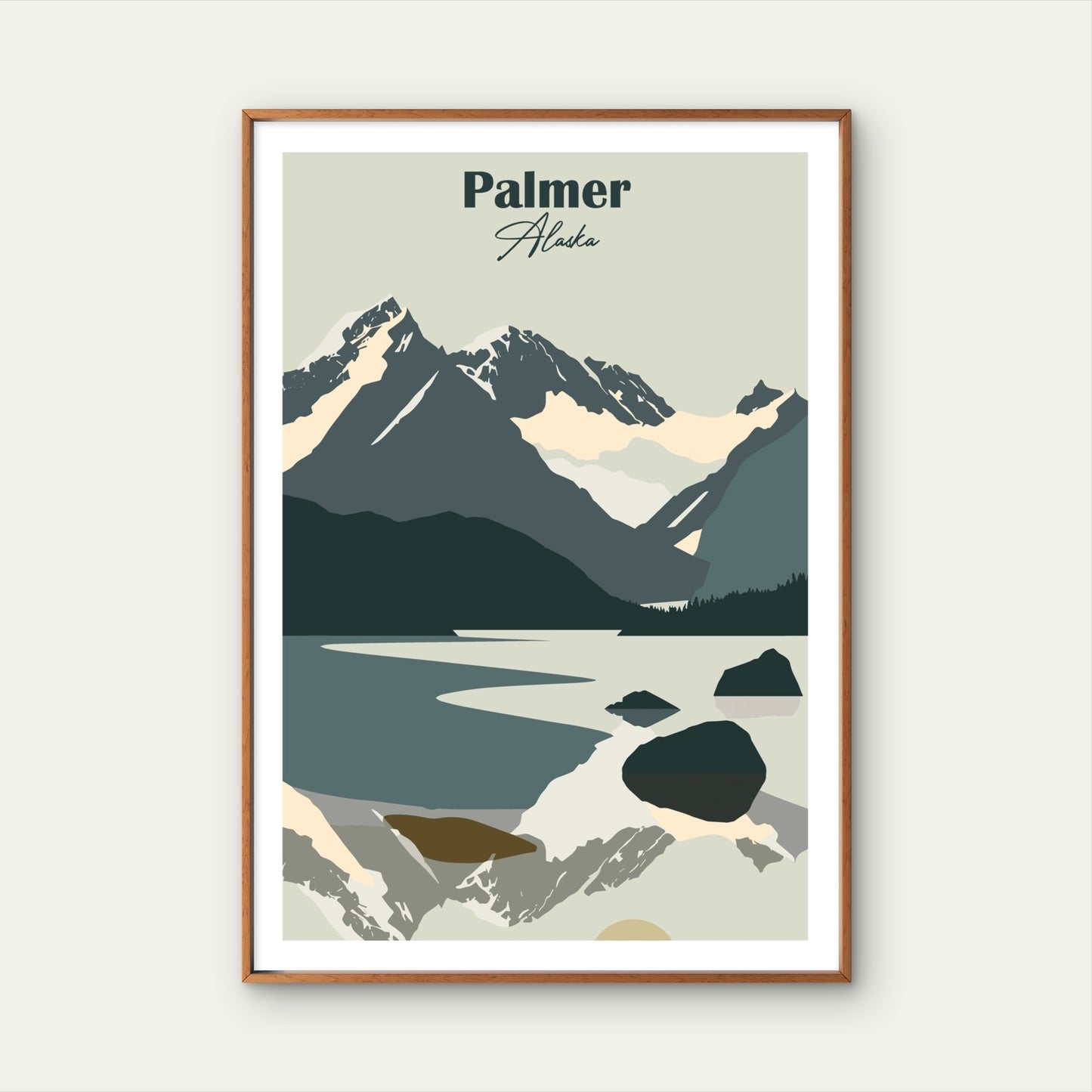 USA Palmer Alaska Mountain Lake Nature Vintage Travel Poster Print Wall Art