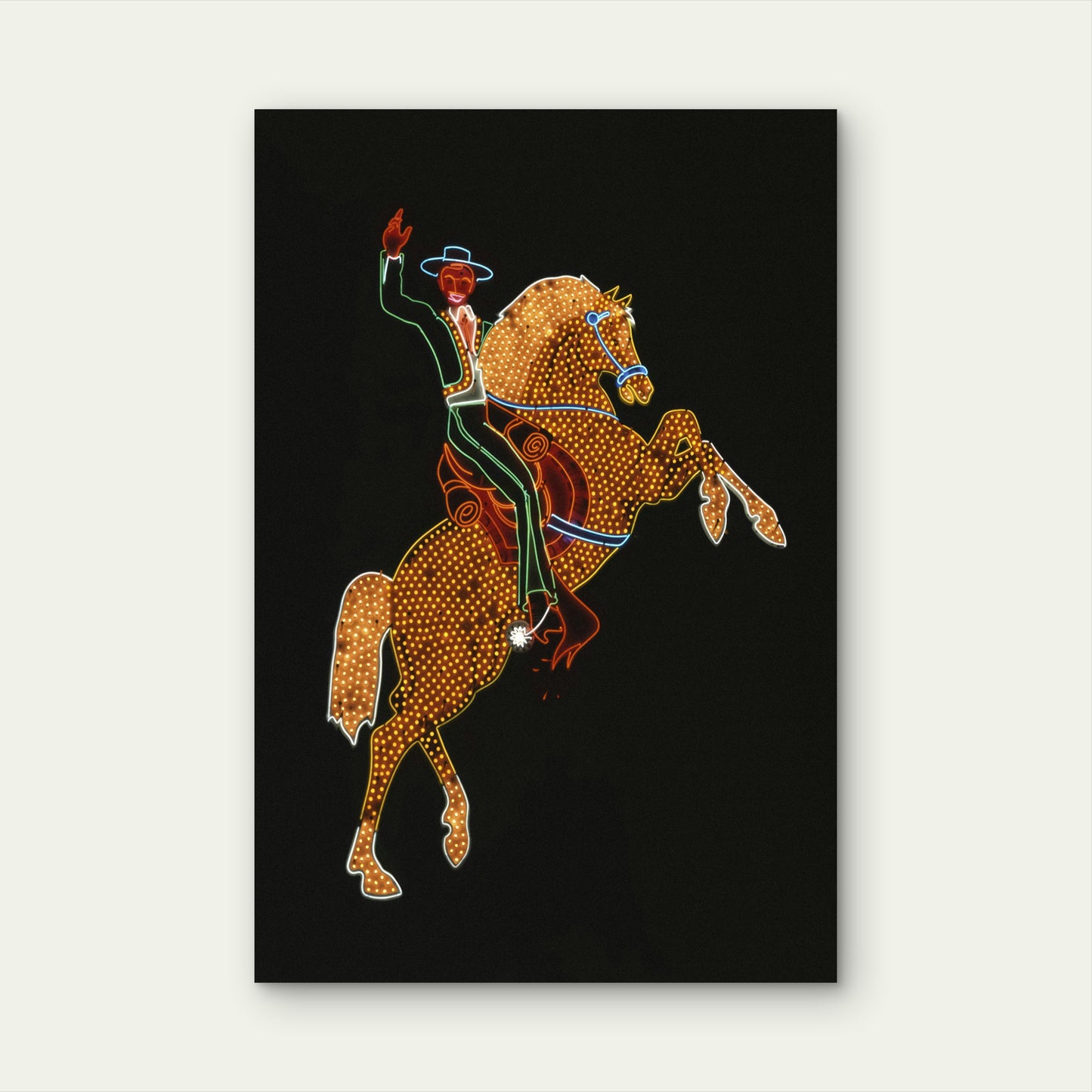 Hacienda Horse and Rider Neon Sign, Las vegas 40x60cm Metal Print Ready to Hang