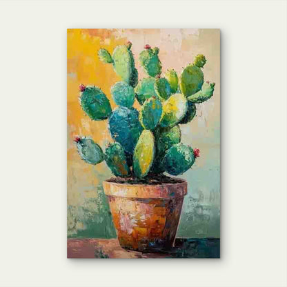 Vibrant Potted Cactus 60x90cm Metal Print Ready to Hang