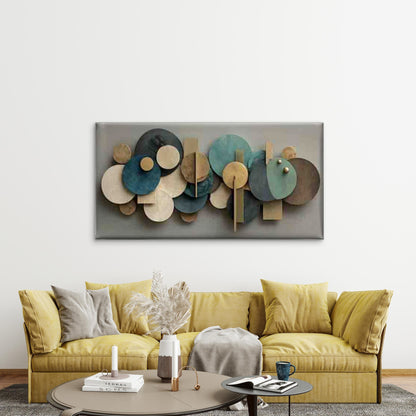 Abstract Geometric Circles Wall Art Canvas Office Home Room Framed 120x60cm
