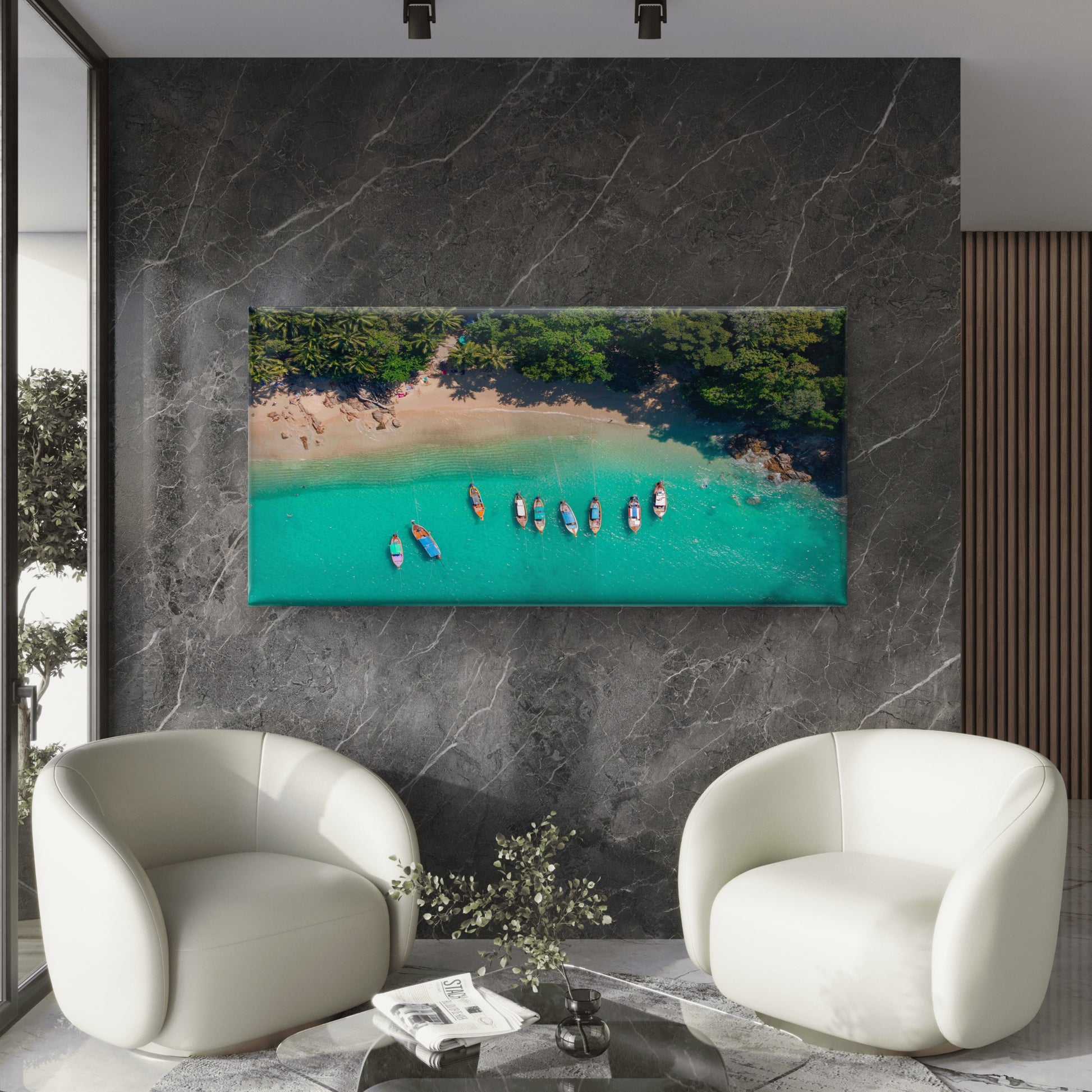 Aerial View Travel Landscape Wall Art Canvas Office Home Room Framed 120x60cm - Bella Home Decor