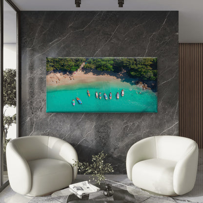 Aerial View Travel Landscape Wall Art Canvas Office Home Room Framed 120x60cm - Bella Home Decor