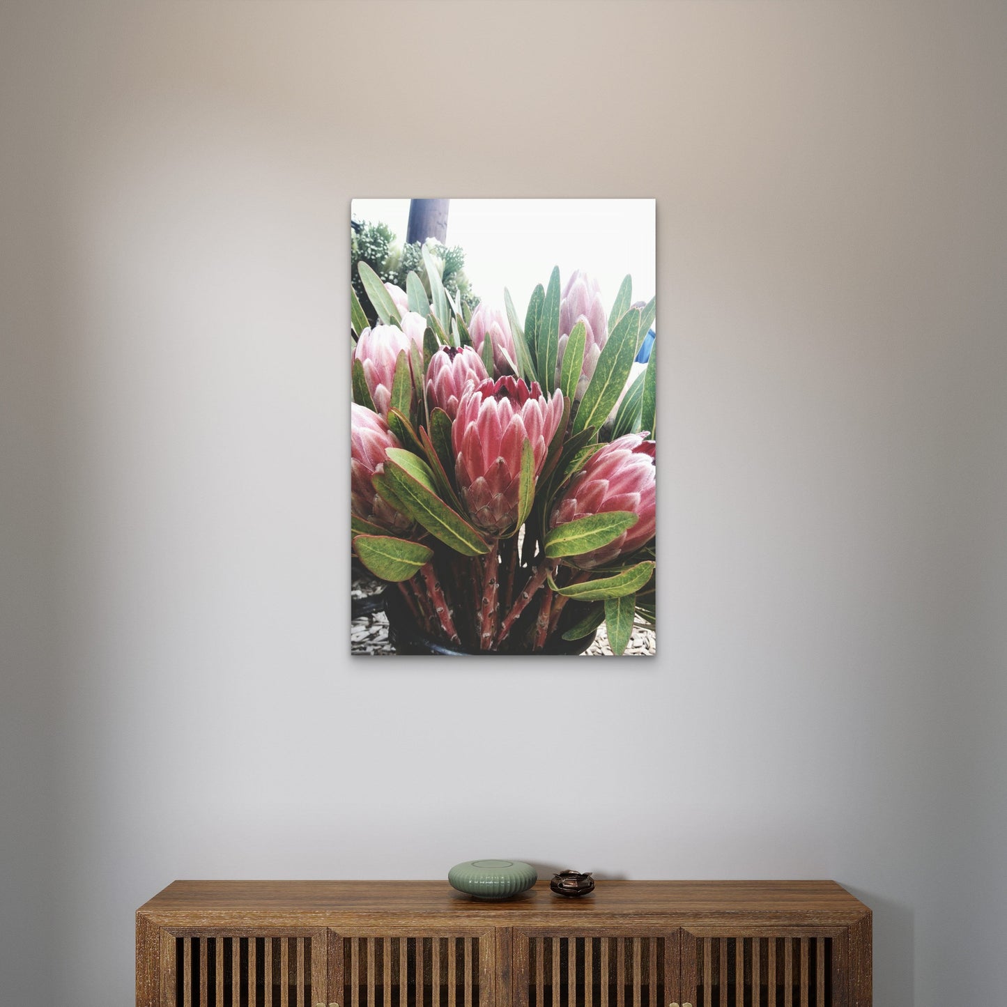 Close Up Pink Flowers Leaves 60x90cm Metal Print Ready to Hang