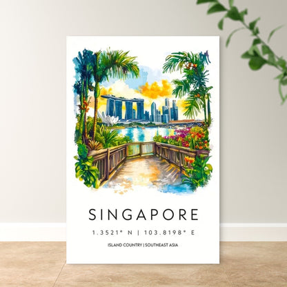 Singapore Island Country Southeast Asia Travel Poster Print Wall Art