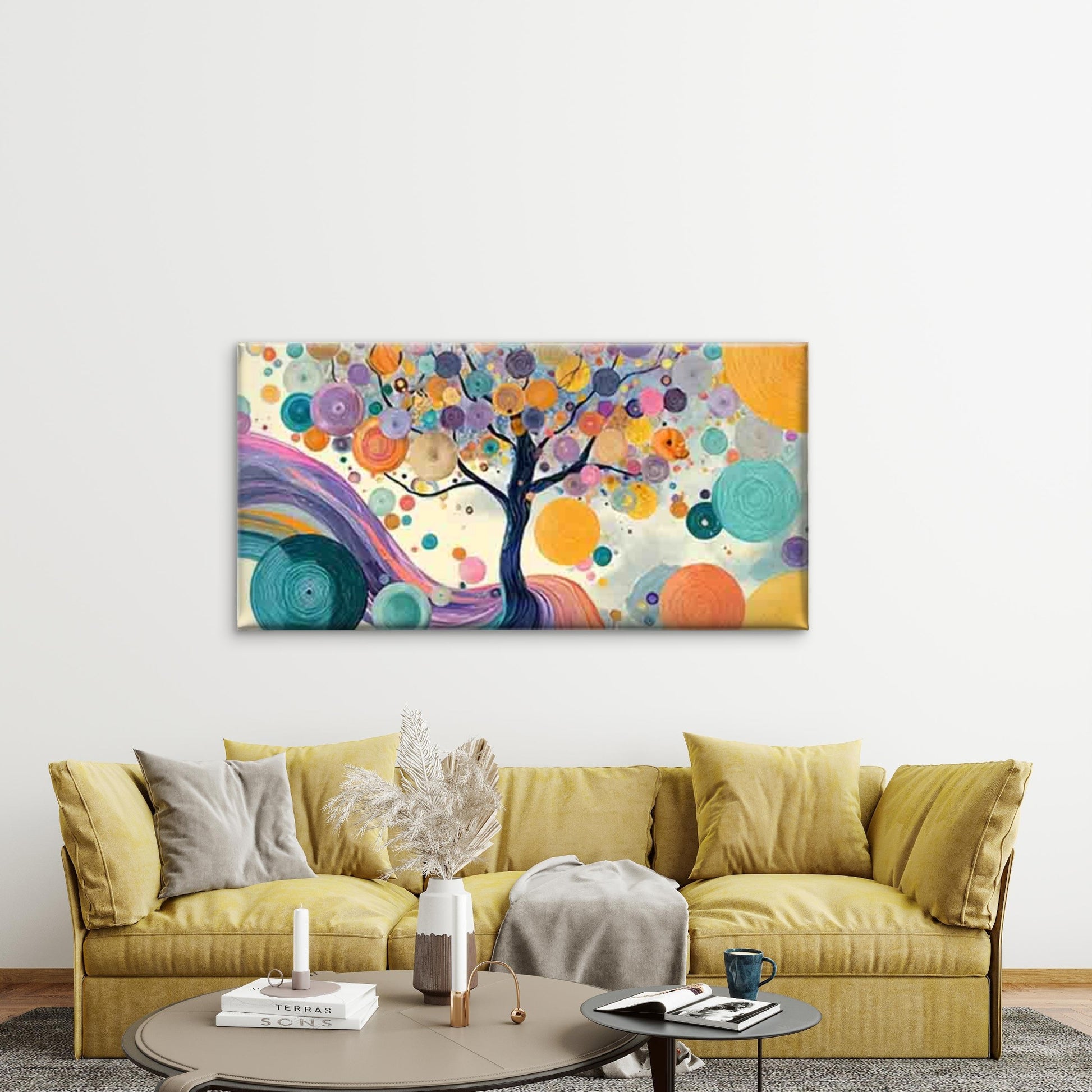 Abstract Colorful Tree Whirlpoo Wall Art Canvas Office Home Room Framed 120x60cm - Bella Home Decor