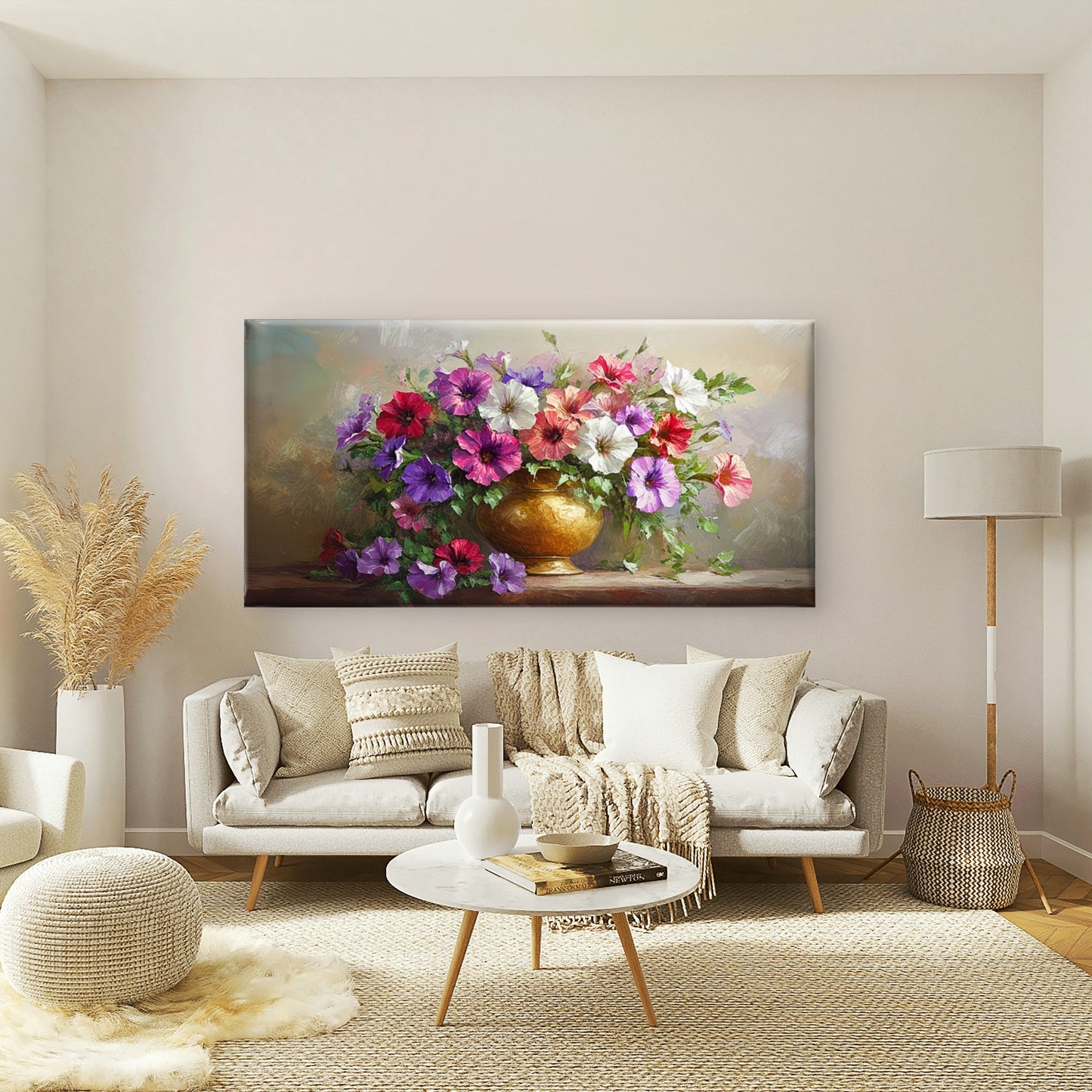 Golden Glow Summer Flowers Wall Art Canvas Office Home Room Framed 120x60cm - Bella Home Decor