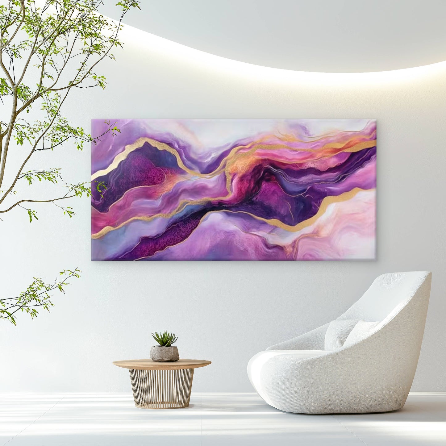 Purple, Blue & Yellow Fluid Wall Art Canvas Office Home Room Framed 120x60cm