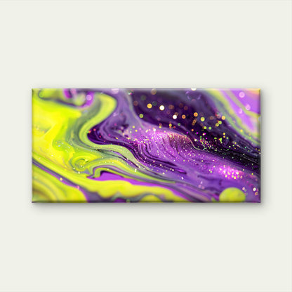 Neon Yellow Purple Hues Wall Art Canvas Office Home Room Framed 120x60cm - Bella Home Decor