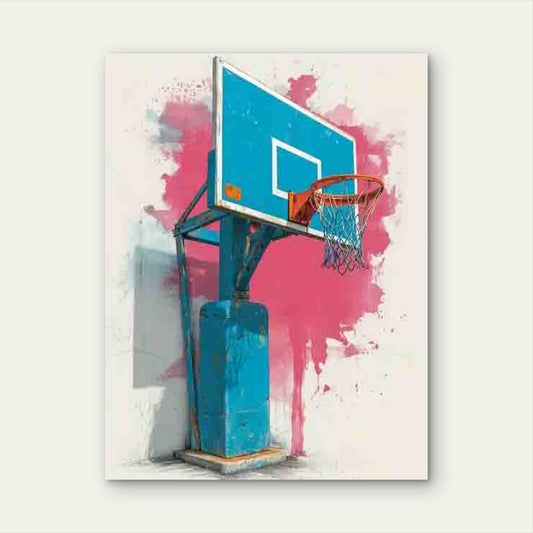 Modern Basketball Hoop 60x90cm Metal Print Ready to Hang