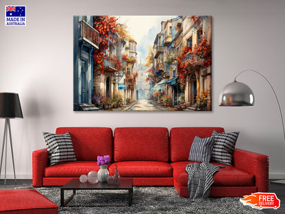 Watercolor Painting of a City Streets in autumn Print 100% Australian Made