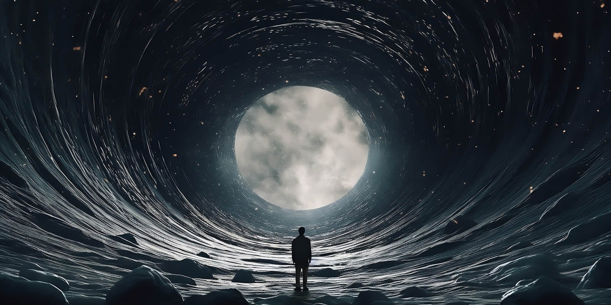 Full Moon Night Sky Cosmic Tunnel Wall Art Canvas Office Home Framed 120x60cm
