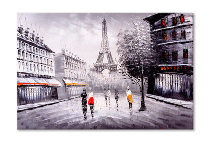 Street View Of Paris Oil Painting Limited Edition High Quality Print Stretched Canvas None