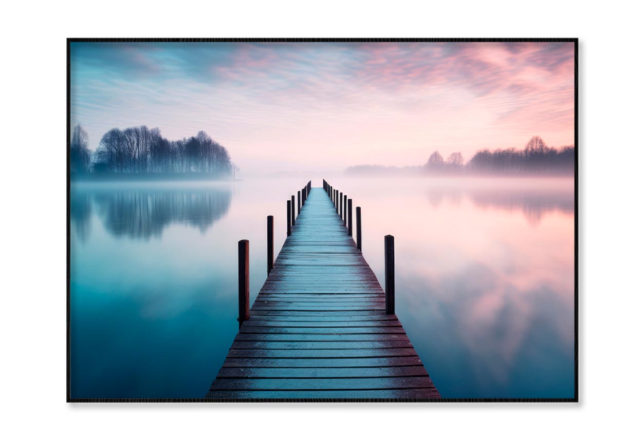 Lakeside View Featuring a Wooden Pier Home Decor Premium Quality Poster Print Choose Your Sizes - Bella Home Decor