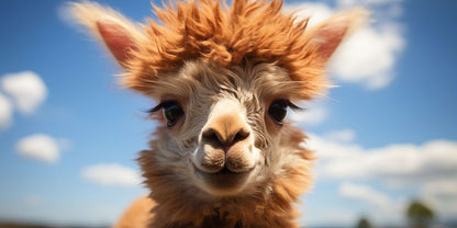 Cute Baby Alpaca Llama Close Up Farm Animal Wall Art Canvas Office Home Room Framed 120x60cm