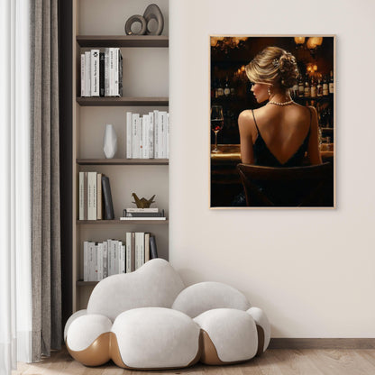 Stylish Woman at Bar with Wine Glass Fashion Home Decor Premium Quality Poster Print Choose Your Sizes