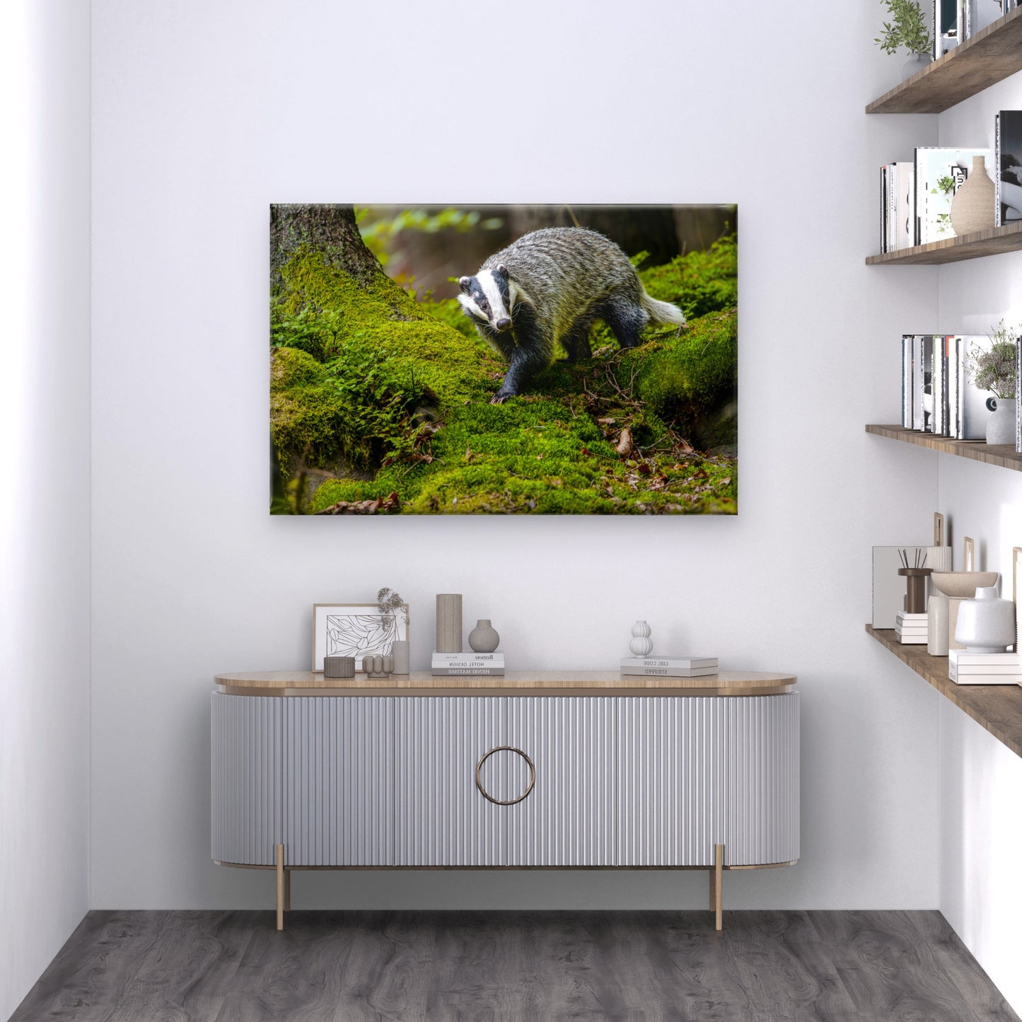 Black And White Striped European Badger Wall Art Decor 100% Australian Made
