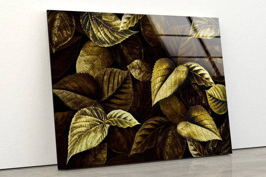 Gold Leaves Closeup UV Direct Aluminum Print Australian Made Quality