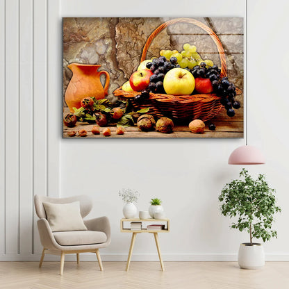 Fruit Basket on Table UV Direct Aluminum Print Australian Made Quality