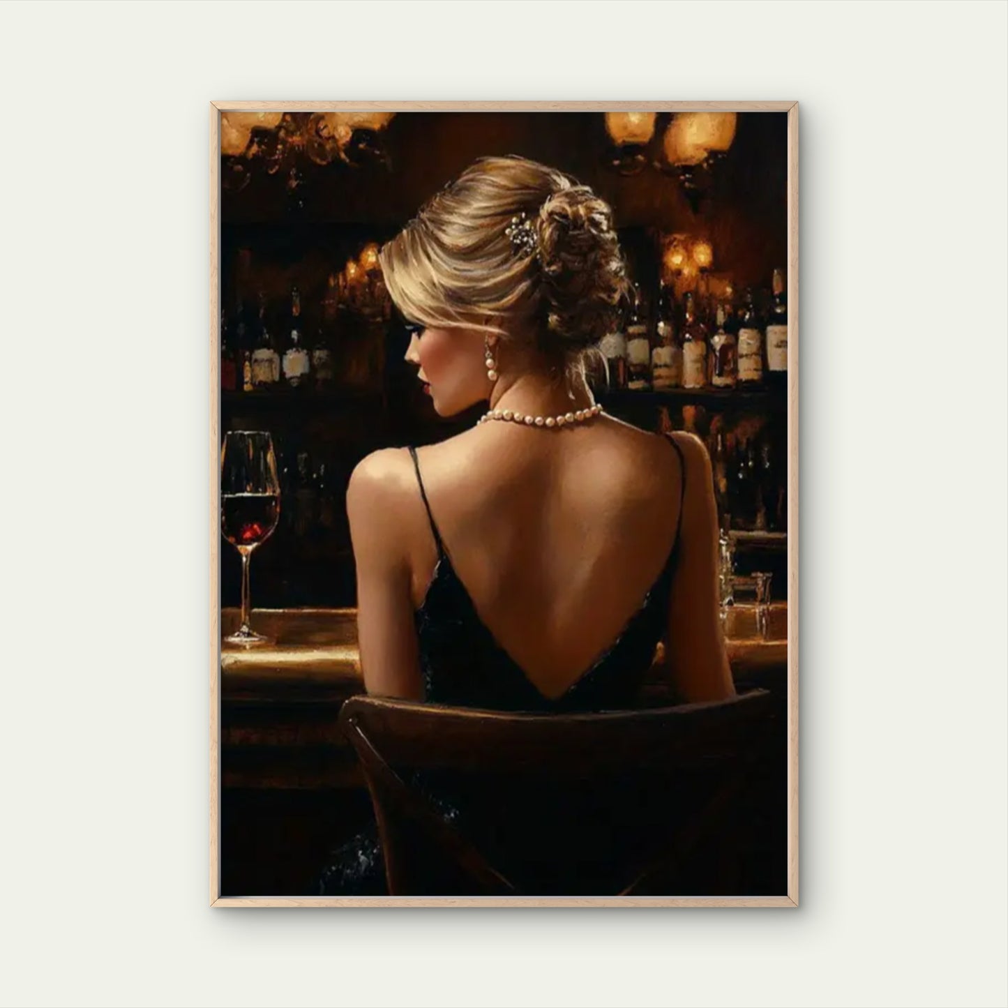 Stylish Woman at Bar with Wine Glass Fashion Home Decor Premium Quality Poster Print Choose Your Sizes