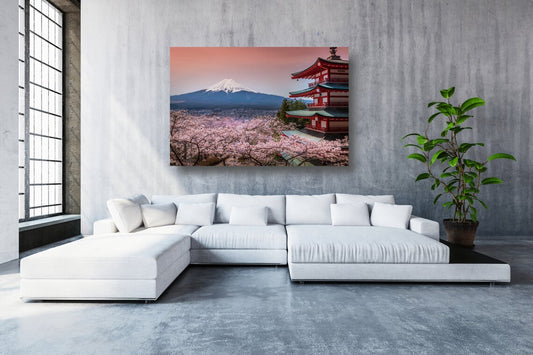 Cherry Blossom Mount Fuji Acrylic Glass Print Tempered Glass Wall Art 100% Made in Australia Ready to Hang